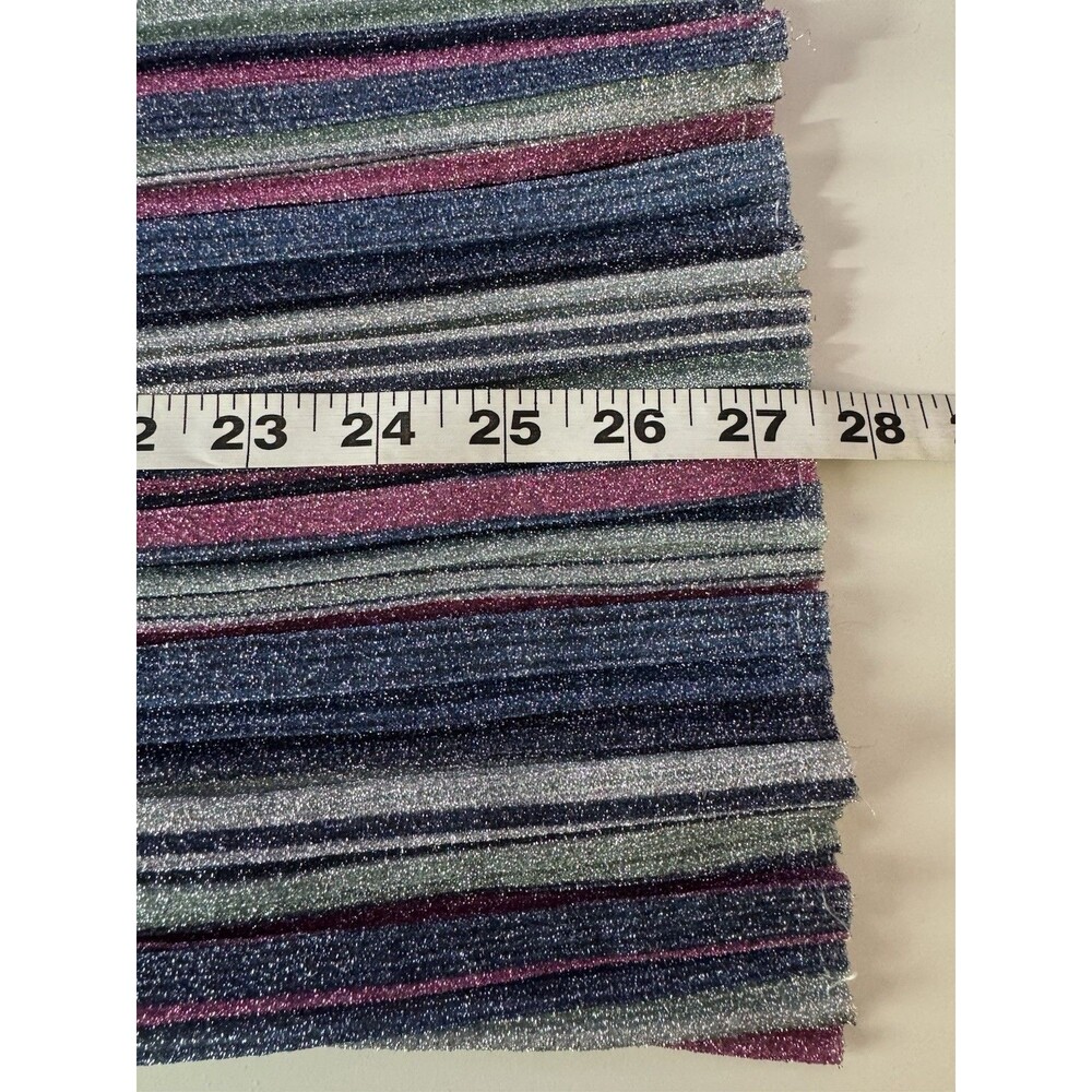 Unique Vintage Micro Pleated Metallic Multi Stripe Full Midi Skirt M Retro Glam - Picture 8 of 8